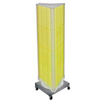 Azar Displays 3-Sided Pegboard Tower Floor Display, Revolving Wheeled Base, Yellow (700452-YEL)-Pegboard display fixture