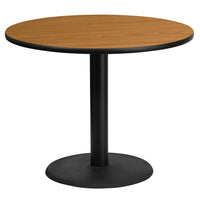Flash Furniture 36" Round Natural Laminate Table Top with 24" Round Table Height Base-Hospitality Table