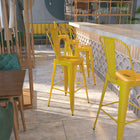 Flash Furniture 30" High Yellow Metal Indoor-Outdoor Barstool with Back-Yellow Powder Coat Finish
