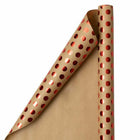 JAM Paper Gift Wrap - Kraft Wrapping Paper - 50 Sq Ft Total - Red Foil Polka Dots on Brown Kraft Paper - Roll 2 Rolls/Pack-Size: 50 Square Feet Total (25 Sq. Ft. per Roll)
