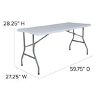 Flash Furniture 30''W x 60''L Bi-Fold Granite White Plastic Folding Table-1.5" Thick Granite White Table Top