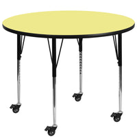 Flash Furniture Mobile 60" Round Thermal Laminate Activity Table - Yellow-Popular Round Activity Table
