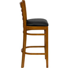 Flash Furniture HERCULES Series Ladder Back Cherry Wood Restaurant Barstool - Black Vinyl Seat-Ladder Back Design