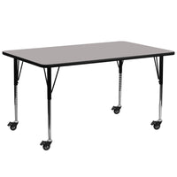 Flash Furniture Mobile 30''W x 72''L Rectangular Activity Table, 1.25'', Gray Laminate Top, Adjustable Legs (XUA3072RECGYHAC)-Gray/Chrome, Laminate, Steel