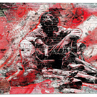 Designart Red Hazardous Behavior Street Art Canvas Artwork, (PT3633-2-30-30)-Print