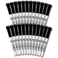 Kleenslate Bullet Point Dry-erase Marker - Black - 24 Pack-Markers with erasers for writing and drawing