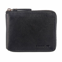 Roots Zip Around Coin Wallet - Black-Material: Milled Genuine Leather
