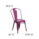 Flash Furniture Purple Metal Indoor-Outdoor Stackable Chair-Cross Brace under seat provides extra stability