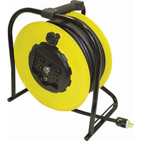 Lind Equipment Hand-Wind Electric Cable Reels, 100' Cord with Plug-Frame is made from heavy-duty steel tubing, and features a contoured comfort grip
