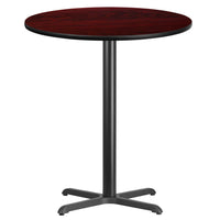 Flash Furniture 36'' Round Laminate Table Top, Mahogany with 30'' x 30'' Bar-Height Table Base (XURD36MAT3030B)-Bar Height Hospitality Table