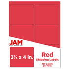 JAM Paper Laser/Inkjet Address Label - 3-3/8" x 4" - Red - 120 Pack-English only packaging