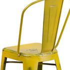 Flash Furniture Commercial Grade 24" High Distressed Metal Indoor-Outdoor Counter Height Stool with Back - Yellow-Footrest