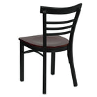 Flash Furniture HERCULES Series Black Three-Slat Ladder Back Metal Restaurant Chair - Mahogany Wood Seat-Mahogany Finished Wood Seat