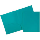 JAM Paper Plastic POP Two Pocket Folders, Teal Blue, 12 Pack (382Eteg)-Size: 9" x 12"