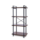 Can-Bramar Etagere Bookcase 4 Shelves 75W x 31.3D x 149.9H cm, Matte Black Frame w/Walnut Melamine Shelves (HP20968-MBSW)-4 Shelves
