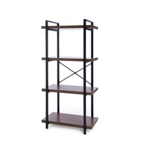 Can-Bramar Etagere Bookcase 4 Shelves 75W x 31.3D x 149.9H cm, Matte Black Frame w/Walnut Melamine Shelves (HP20968-MBSW)-4 Shelves