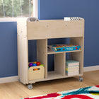 Flash Furniture Bright Beginnings Commercial Grade Double Sided Space Saving Wooden Mobile Storage Cart w/ Casters - Natural-Natural Finish Engineered Birch Plywood