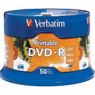 Verbatim DVD-R 4.7GB 16x White InkJet Printable, 50 Pack-High speed 16x DVD-R with photo quality print surface