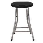 Flash Furniture Foldable Stool with Black Plastic Seat & Titanium Grey Frame-Portable Folding Stools
