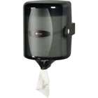 NOIR Centre Pull Towel Dispenser, Smoke/Black-Touchless, controlled dispensing