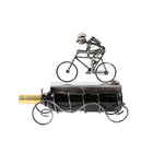Truu Design Cyclist Natural Finish Iron Wine Holder, 10.5 x 10.5 inches, Silver-Measures 10.5" x 10.5" x 3.5" (L x H x W)