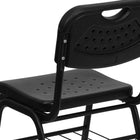 Flash Furniture HERCULES Plastic Chair with Black Frame & Book Basket - Black-Blow Molded Material
