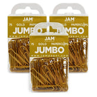 JAM Paper Coloured Jumbo Paper Clips, Large, Gold Paperclips, 3 Packs of 75, 225 Total (21832060b)-Gold Metal