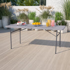 Flash Furniture 30"W x 72"L Bi-Fold Dark Grey Plastic Folding Table with Carrying Handle-Waterproof, Impact and Stain Resistant Top