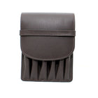 Ashlin Pavia Pen Case, Dark Brown-Top flap construction with closure.