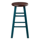 Winsome Wood Ivy 24" Counter Stool Rustic Teal with Walnut Seat (62224)-Made of Solid Wood