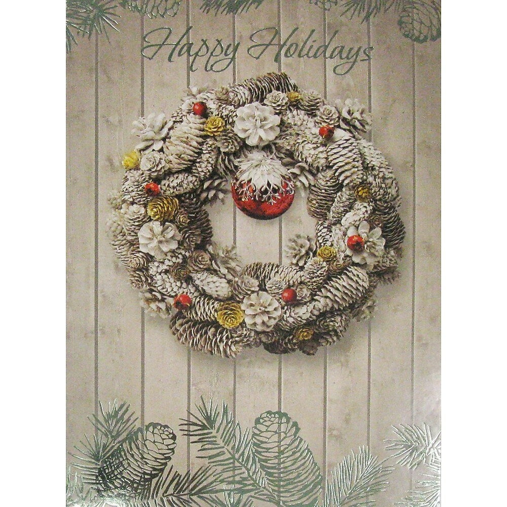 Christmas Cards, Happy Holidays Wreath, 18 Pack | staples.ca