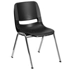 Flash Furniture HERCULES Series 440 lb. Capacity Black Ergonomic Shell Stack Chair with Chrome Frame & 14" Seat Height-440 lb. Weight Capacity