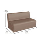 Flash Furniture Bright Beginnings Commercial Grade Modular Classroom Soft Seating, Armless 2-Seater Sofa - Neutral Vinyl-Ships Fully Assembled and Ready for Use