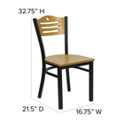Flash Furniture HERCULES Series Black Slat Back Metal Restaurant Chair - Natural Wood Back & Seat-18 Gauge Steel Frame
