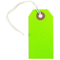 JAM Paper Gift Tags with String, Small, 3 1/4" x 1 5/8", Neon Green, 100 Pack-Gift Tags with String Tie