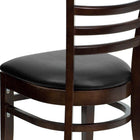 Flash Furniture HERCULES Series Ladder Back Walnut Wood Restaurant Chair - Black Vinyl Seat-2.5'' Thick Foam Padded Seat