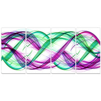 Designart Green and Purple Tango 4-Panel Contemporary Canvas Art Print, (PT3053-271)-Print