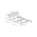 Monarch Specialties 5968Q Queen Size Bed - Dark Grey Velvet With Chrome Trim-Solid wood black legs for stability