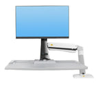 North Bayou 24"-35" Sit-Stand Desktop Workstation with USB Port - White (FC40-W)-Rotation: 360-degrees, Swivel: 180-degrees, Tilt: +9-degrees / - 12-degrees