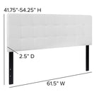 Flash Furniture Bedford Tufted Upholstered Queen Size Headboard - White Fabric-Black Metal Stands with Adjustable Bed Rail Slots