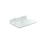 Azar Displays 13.5" x 8" Acrylic Shelf For Pegboard/Slatwall, Clear, 4 Pack (556018)-2 U hooks attached for easy mounting
