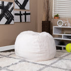 Flash Furniture Small Furry Kids Bean Bag Chair - White-Polyester Upholstery