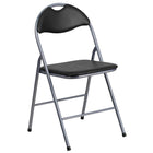 Flash Furniture HERCULES Series Black Vinyl Metal Folding Chair with Carrying Handle-Black Vinyl Upholstered Seat and Back