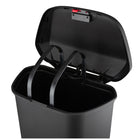 Step N' Sort Tall Plastic Trash Can with Steel Pedal and Secure Slide Lock - 50 L - Black-Durable Dent-Proof plastic with smudge proof finsish