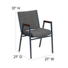 Flash Furniture HERCULES Series Heavy Duty Stack Chair with Arms - Grey Fabric-Contoured Cushions
