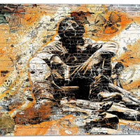 Designart Orange Hazardous Behavior Street Art Canvas Artwork, (PT3633-3-30-30)-Print