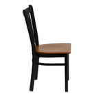 Flash Furniture HERCULES Series Black Vertical Back Metal Restaurant Chair - Cherry Wood Seat - 2 Pack-Cherry Finished Wood Seat