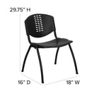 Flash Furniture HERCULES Series Black Plastic Stack Chair with Oval Cutout Back & Black Frame-Limited Lifetime Warranty on Frame