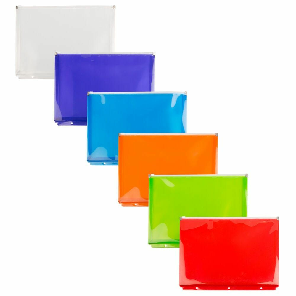 JAM Paper Plastic 3 Hole Punch Binder Envelopes with Zip Closure