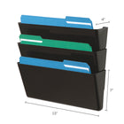 Deflecto EZ Link Stackable DocuPocket - 3 Pockets - Letter Size - Black - 3 Pack-Colour: Black, Material: Plastic